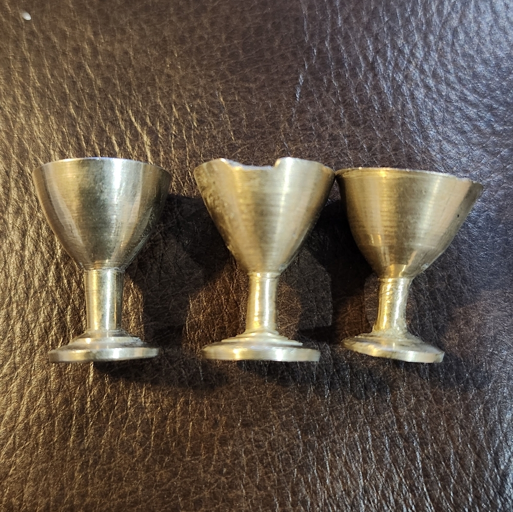 Set of Three 1 Inch I Brass Miniature Goblets